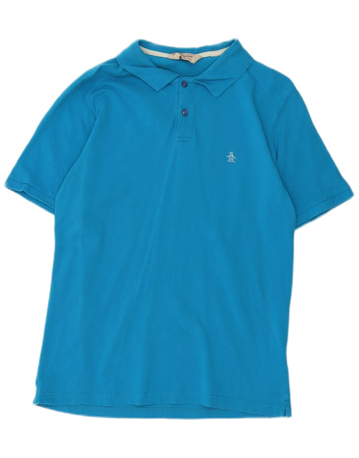 Męska koszulka polo Penguin Heritage Slim Fit, średnioniebieska, bawełniana