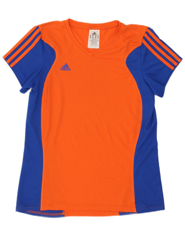 Damska koszulka Adidas Climalite Top UK 16, duża, pomarańczowa, z blokami kolorów