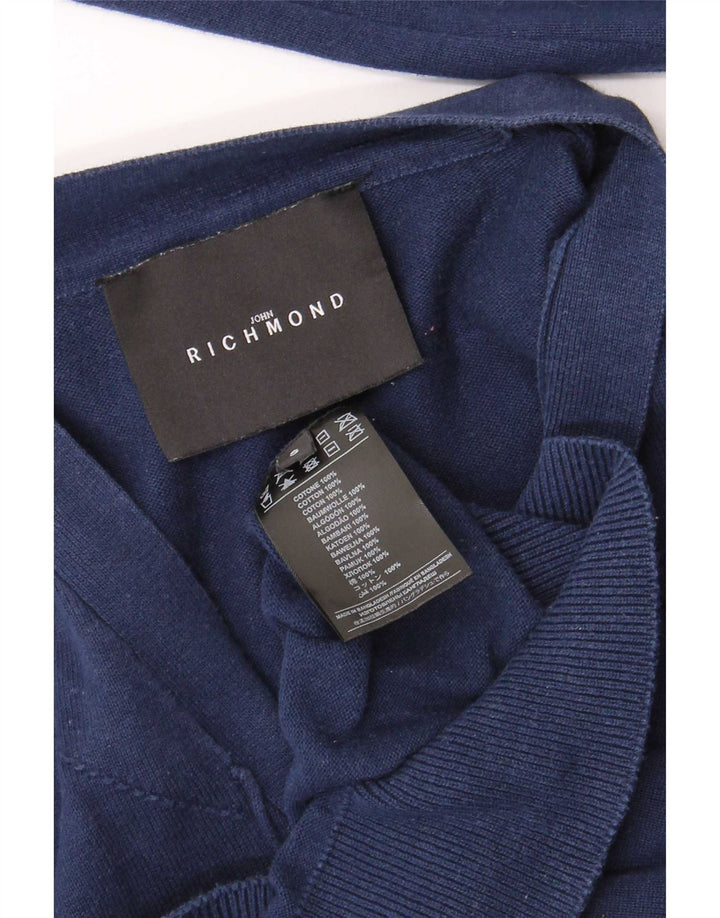 Męski sweter rozpinany Richmond, mały, granatowy, bawełniany