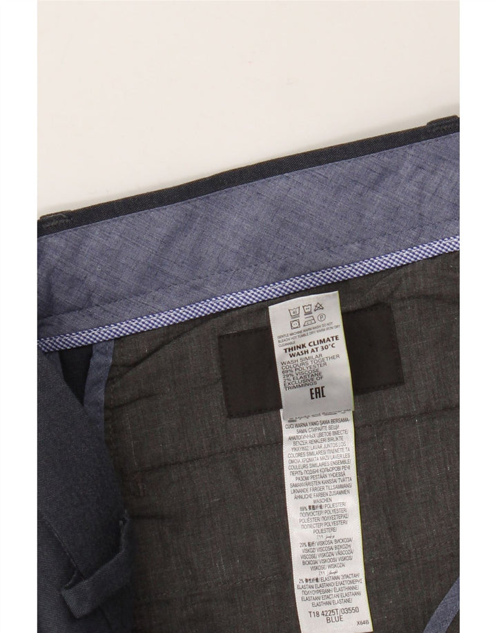 Marks & Spencer Męskie dopasowane proste spodnie codzienne W34 L29 Niebieskie