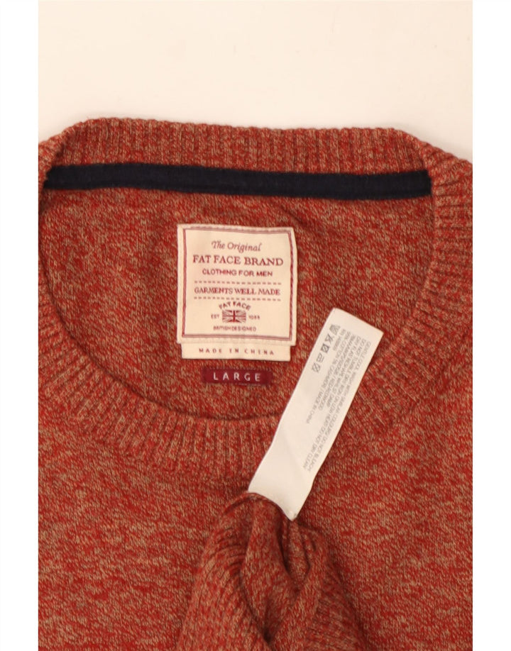 Męski sweter z okrągłym dekoltem Fat Face, duży, czerwony, nakrapiany, bawełniany