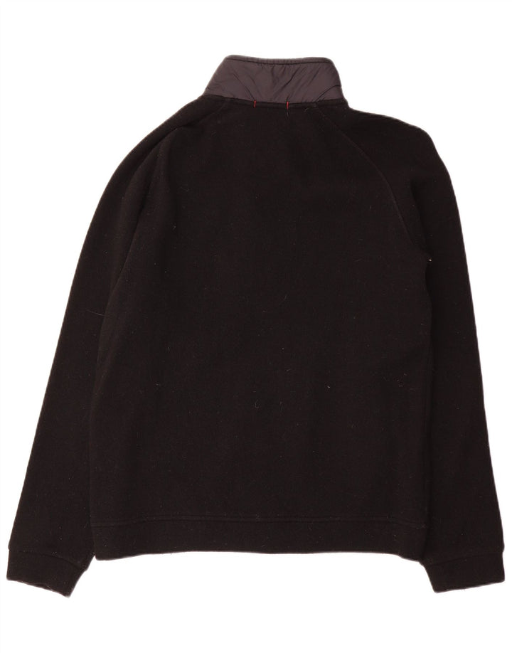 Woolrich Męski sweter kardigan, mała czarna wełna z blokami kolorów