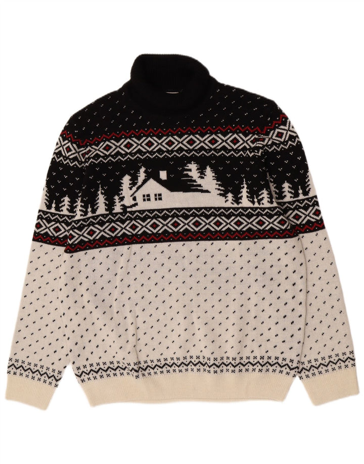 Męski sweter C&A z golfem XL, biały, akryl Fair Isle