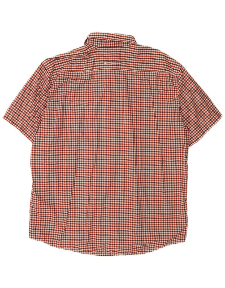 Camel Active Męska koszula z krótkim rękawem o regularnym kroju, 2XL, czerwona bawełniana kratka
