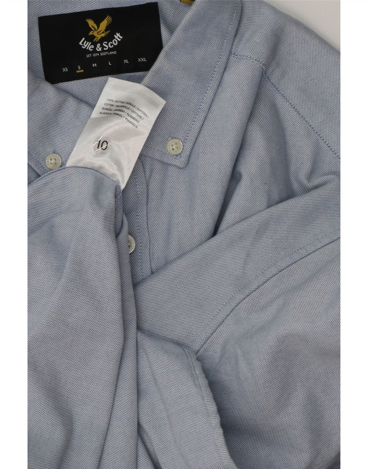 Męska koszula z krótkim rękawem Lyle & Scott, mała, niebieska, bawełniana