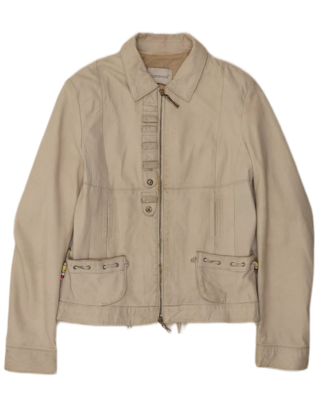 Kor@Kor Damska kurtka skórzana IT 48 XL Skóra w kolorze złamanej bieli