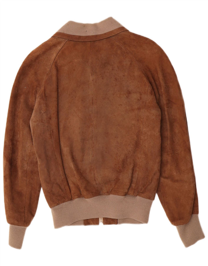 Vintage męska zamszowa kurtka bomber IT 48 średnio brązowa skóra