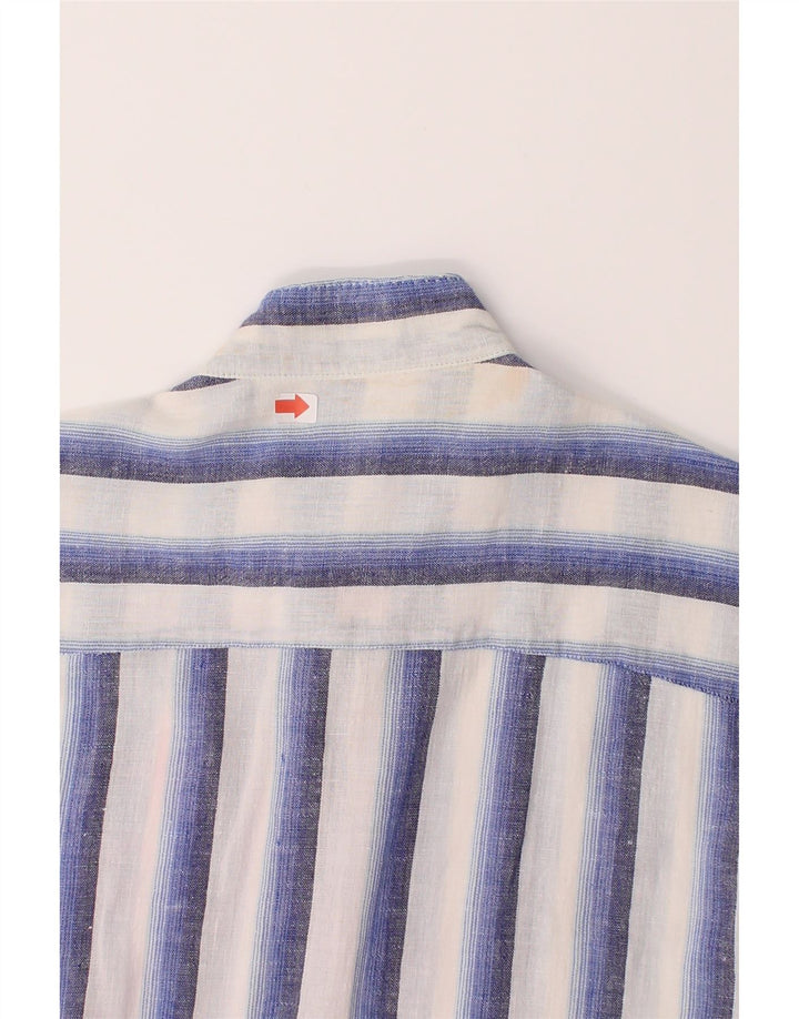 LUCY Mens Short Sleeve Shirt Size 43 Large Blue Striped Vintage Lucy and Second-Hand Lucy from Messina Hembry 