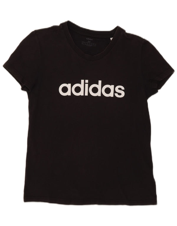 Damska koszulka z grafiką Adidas Top UK 12/14 Średnia czarna bawełna