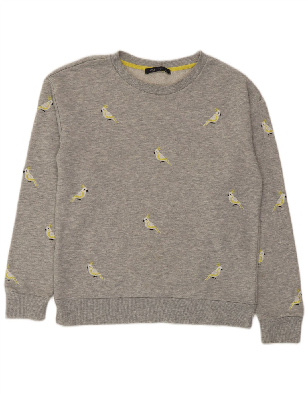 Marks & Spencer Damski sweter z grafiką, UK 10, mały, szary poliester