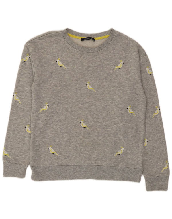 Marks & Spencer Damski sweter z grafiką, UK 10, mały, szary poliester