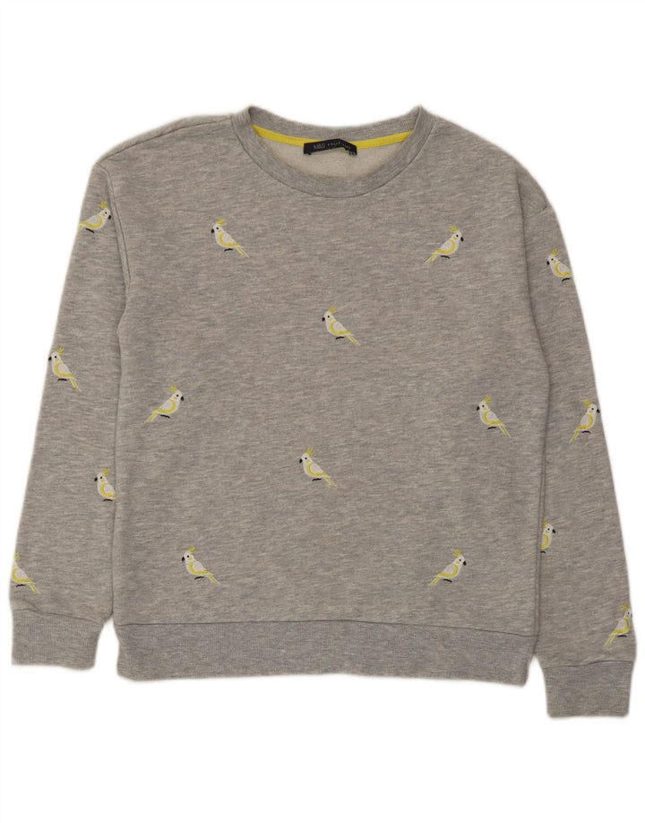 Marks & Spencer Damski sweter z grafiką, UK 10, mały, szary poliester