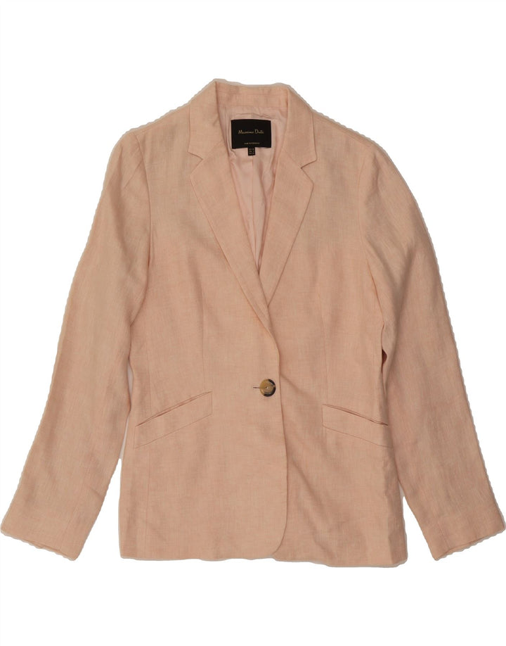 MASSIMO DUTTI Womens 1 Button Blazer Jacket EU 38 Small Pink Linen Vintage Massimo Dutti and Second-Hand Massimo Dutti from Messina Hembry 