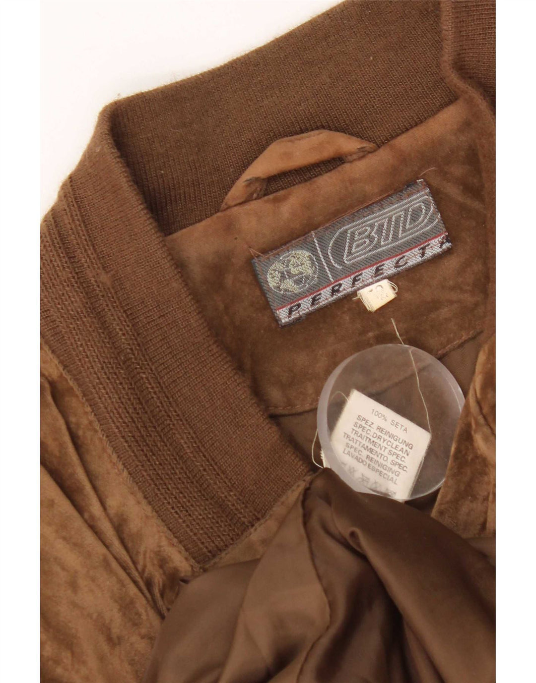 Męska welurowa kurtka bomber w stylu vintage IT 52 XL, brązowy jedwab