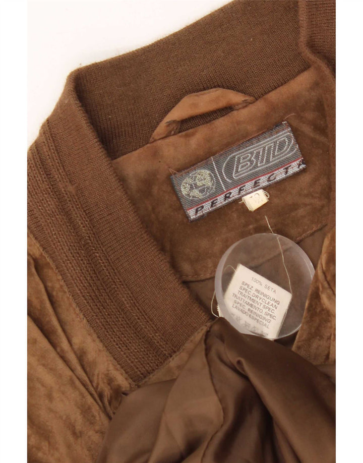 Męska welurowa kurtka bomber w stylu vintage IT 52 XL, brązowy jedwab
