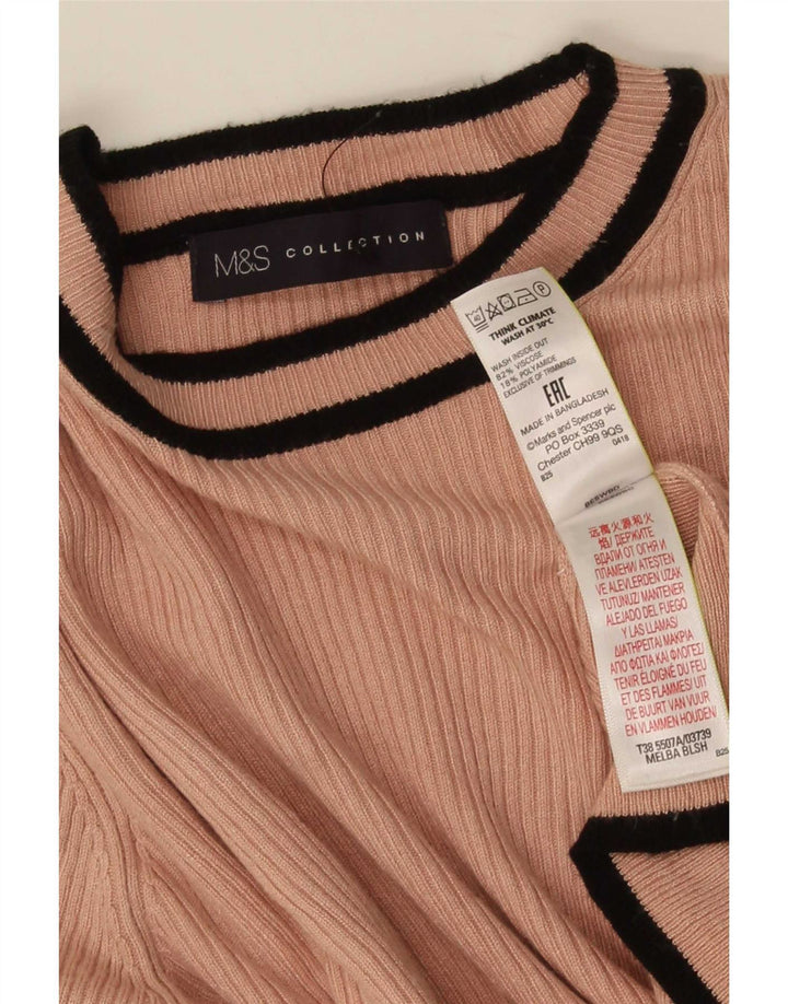 Marks & Spencer Damska bluzka Top UK 14 z wiskozy w duże różowe paski