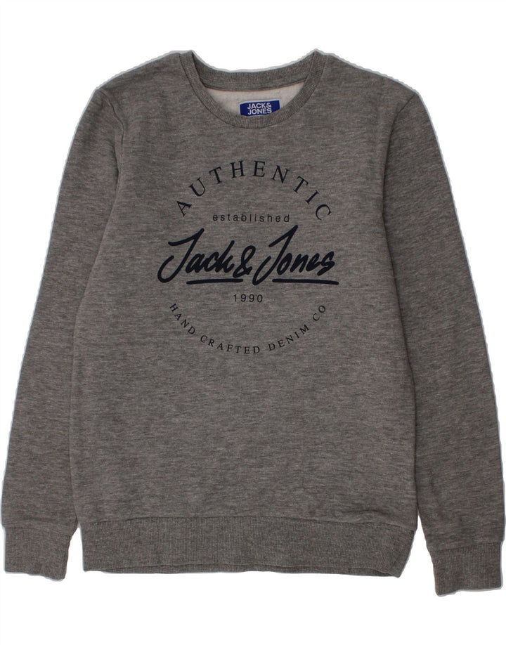 JACK & JONES Boys Graphic Sweatshirt Jumper 11-12 Years Grey Cotton Vintage Jack & Jones and Second-Hand Jack & Jones from Messina Hembry 