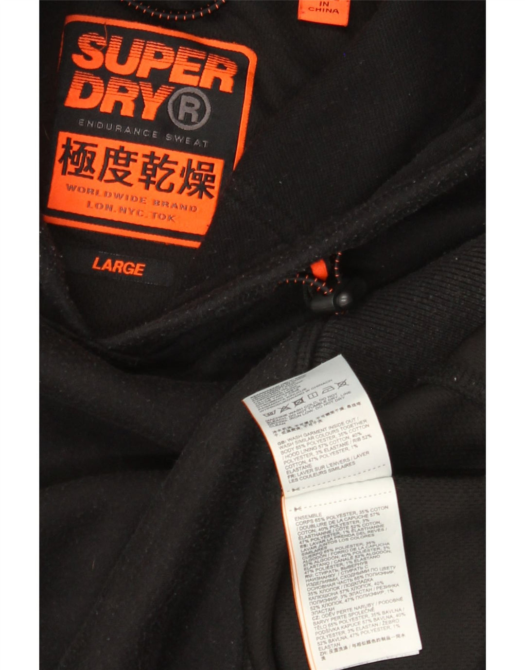 Męski sweter z kapturem Superdry, duży, czarny, poliestrowy