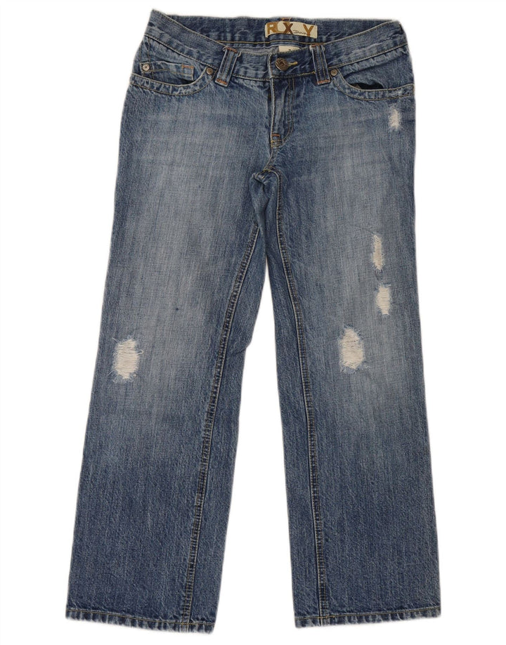 Damskie jeansy Roxy z niskim stanem i przetarciami US 3 Small W29 L27 Niebieskie