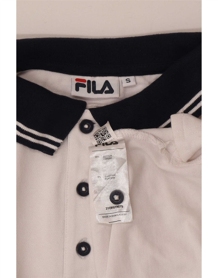 Męska koszulka polo Fila, mała, biała, bawełniana w bloki kolorów