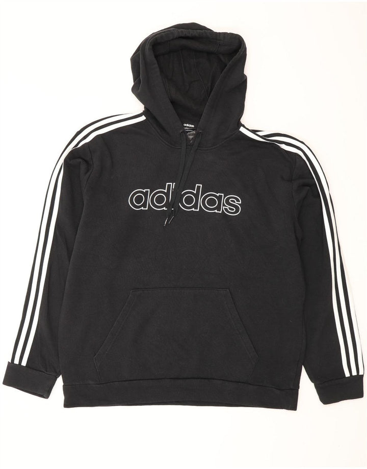 Męski sweter z kapturem ADIDAS z grafiką, duży, czarny, bawełniany