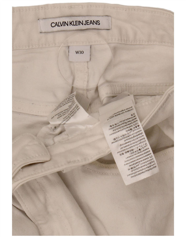 Damskie jeansy przycięte CALVIN KLEIN W30 L24 Biała bawełna