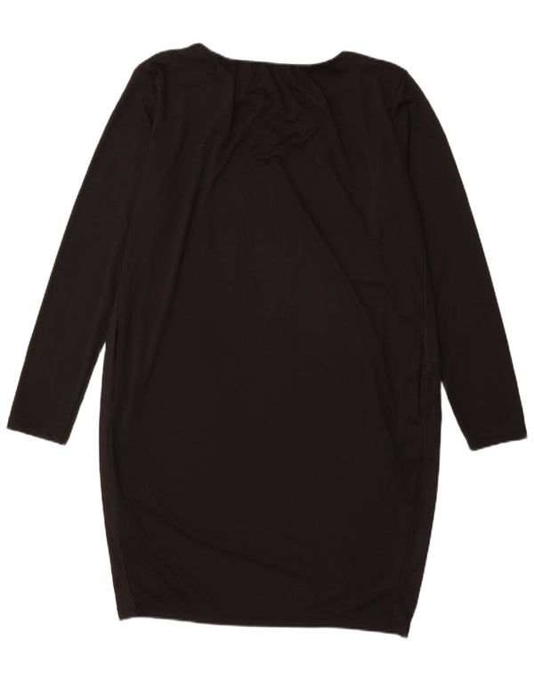 DESIGUAL Damska graficzna sukienka typu shift z długim rękawem UK 18 XL, czarna w kwiaty