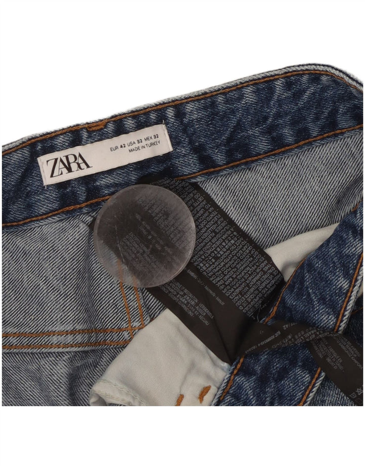 Damskie spodenki jeansowe Zara w trudnej sytuacji EU 42, duże, W32, niebieska bawełna