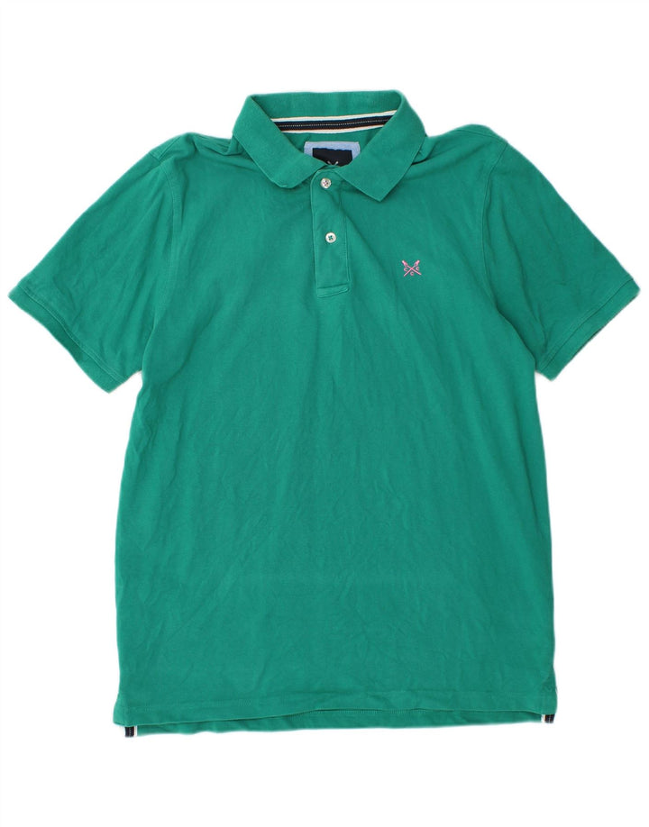 CREW CLOTHING Męska koszulka polo Średnio zielona bawełna