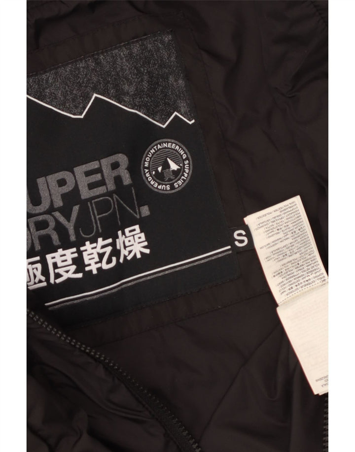 SUPERDRY Damska ocieplana kurtka z kapturem UK 10, mała, czarna, poliester