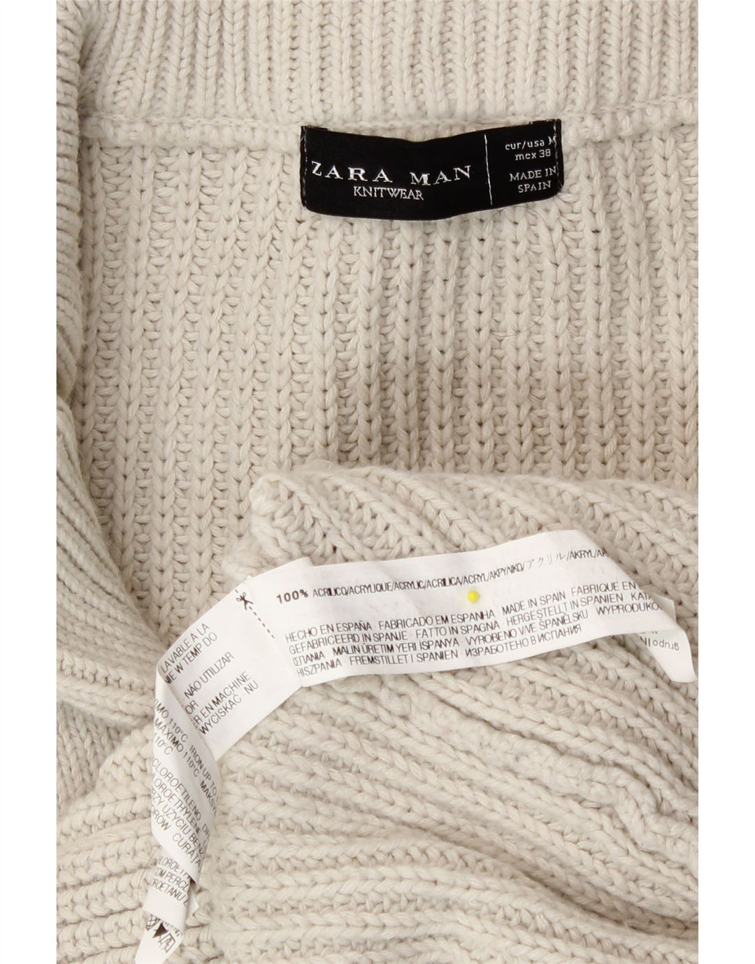 Zara Męski sweter rozpinany z guzikami, średni, złamany biały akryl