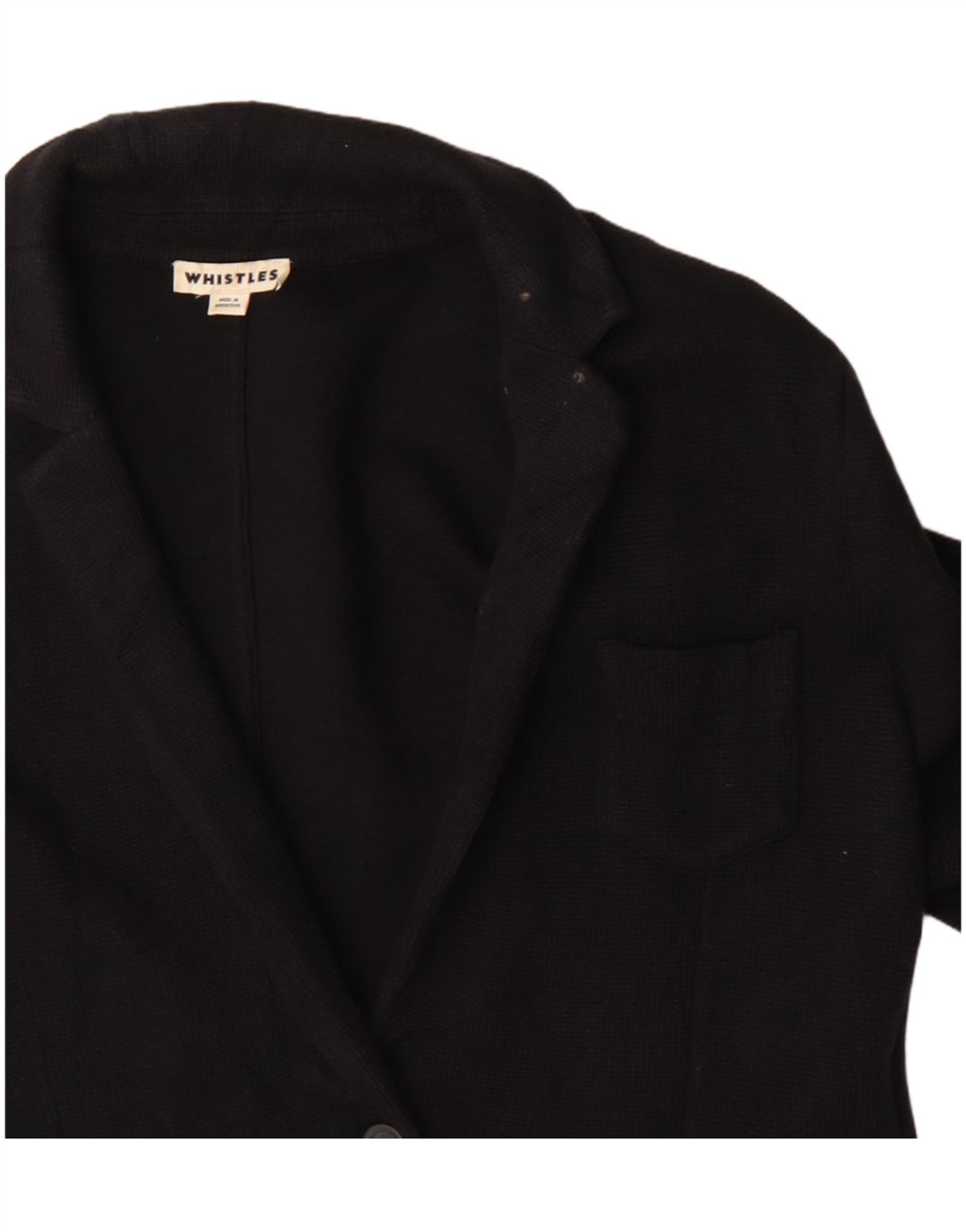Whistles Damska marynarka zapinana na 2 guziki UK 16, duża, czarna, bawełniana