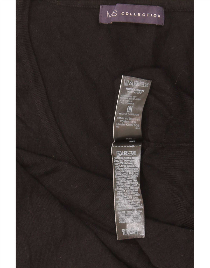 Sweter damski Marks & Spencer z dekoltem w kształcie litery V, UK 14, średni czarny wiskoza