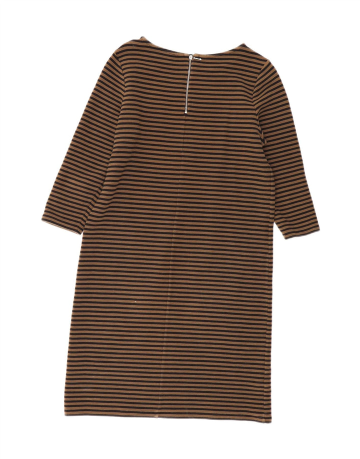 LAURA ASHLEY Damska sukienka typu shift z rękawem 3/4 UK 12 w średnie beżowe paski