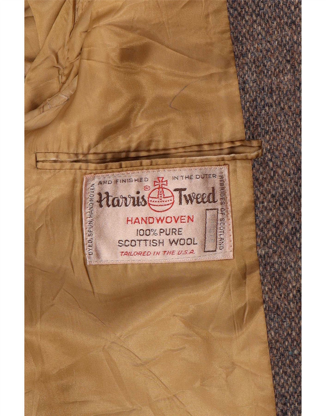 Męska marynarka zapinana na 2 guziki Harris Tweed UK 38 Średnia szara wełna