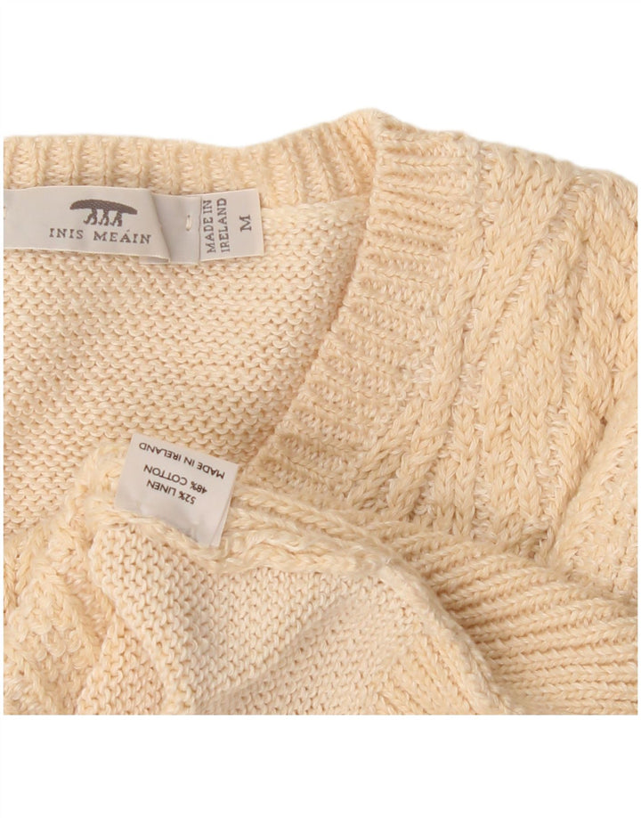 Sweter damski Inis Meain z dekoltem w kształcie litery V, UK 14, średni beż, argyle/diament