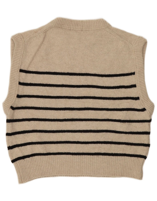 Damski podkoszulek Massimo Dutti Crop Oversize UK 10 w małe beżowe paski