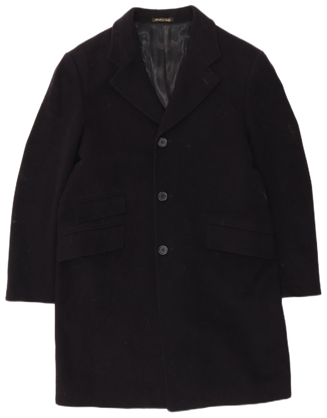 Płaszcz męski VINTAGE UK 40, duży, granatowy, wełniany