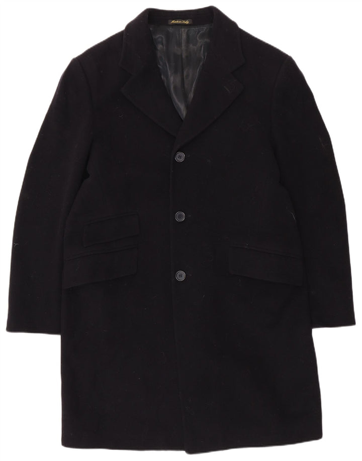 Płaszcz męski VINTAGE UK 40, duży, granatowy, wełniany