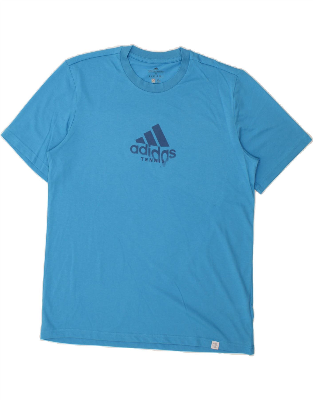ADIDAS Mens Graphic T-Shirt Top Medium Blue Polyester Vintage Adidas and Second-Hand Adidas from Messina Hembry 