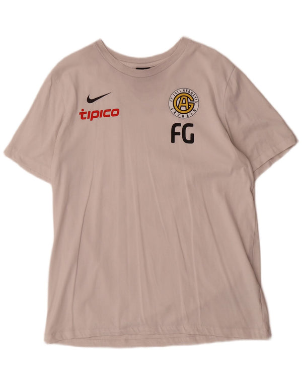 Męski T-shirt Nike Dri Fit z grafiką, duży, biały, bawełniany