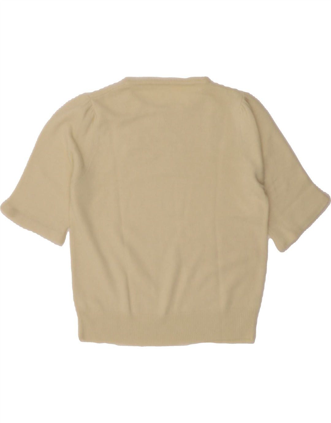 VINTAGE Womens Short Sleeve Crew Neck Jumper Sweater EU 40 Medium Beige Vintage Vintage and Second-Hand Vintage from Messina Hembry 