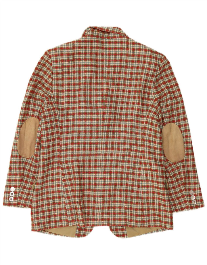 Krajowa damska marynarka zapinana na 3 guziki UK 14, duża czerwona kratka