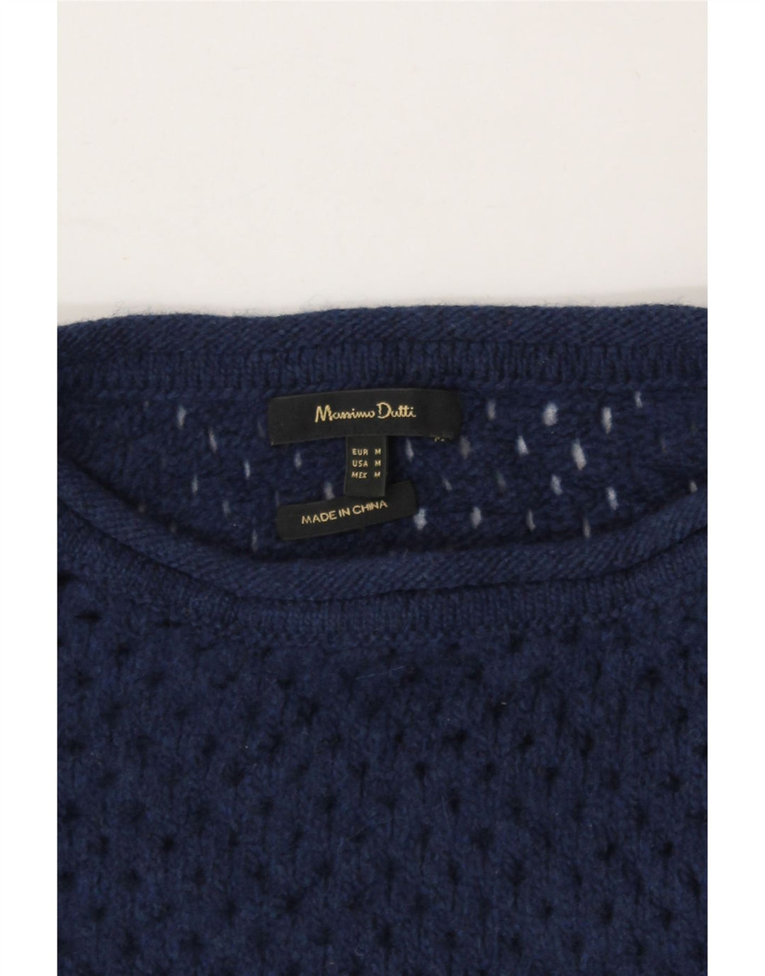 MASSIMO DUTTI Womens Boat Neck Jumper Sweater UK 14 Medium Navy Blue Wool Vintage Massimo Dutti and Second-Hand Massimo Dutti from Messina Hembry 