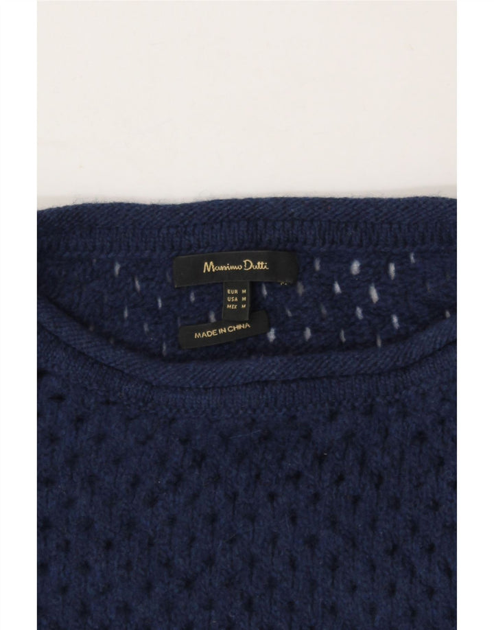 MASSIMO DUTTI Womens Boat Neck Jumper Sweater UK 14 Medium Navy Blue Wool Vintage Massimo Dutti and Second-Hand Massimo Dutti from Messina Hembry 