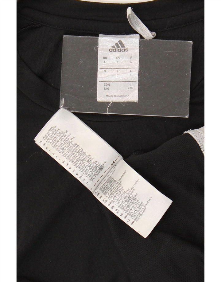 Męski T-shirt ADIDAS Climalite, duży, czarny poliester z blokami kolorów