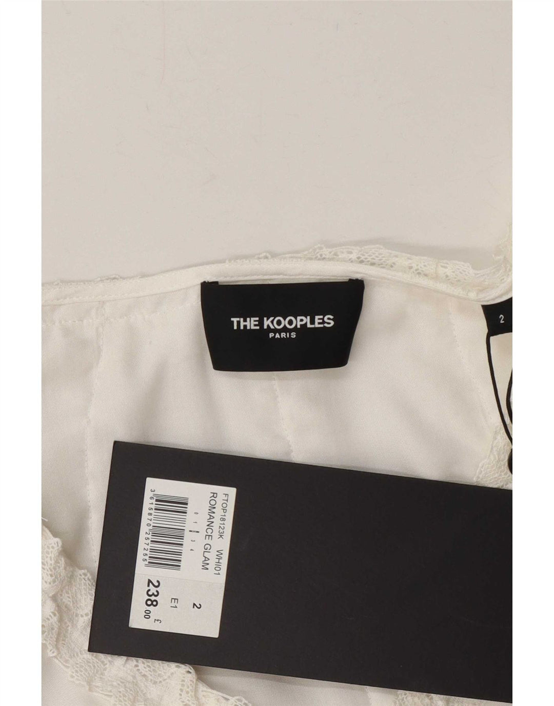 Damska krótka bluzka Kooples z długim rękawem, rozmiar 2, średnia biała projektantka