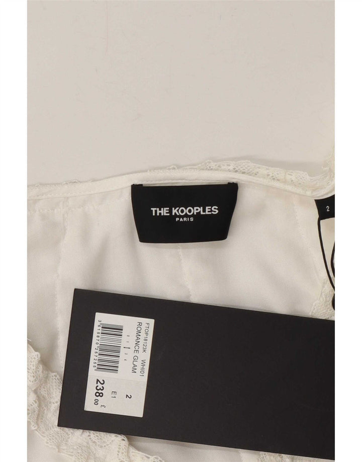 Damska krótka bluzka Kooples z długim rękawem, rozmiar 2, średnia biała projektantka