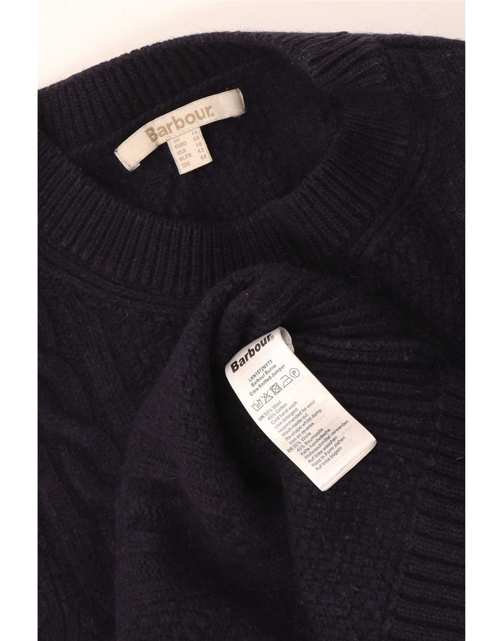 Sweter damski Barbour z okrągłym dekoltem UK 14, duży, granatowy, wełniany