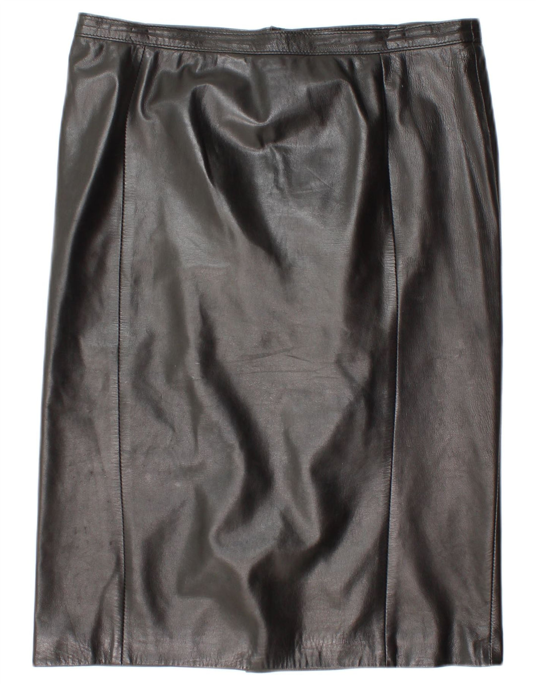 VINTAGE Womens Leather Skirt W32 Large Black